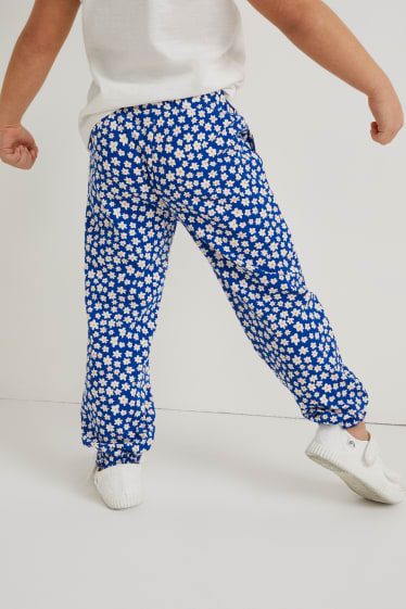 Dětské - Multipack 2 ks - kalhoty - s květinovým vzorem - modrá