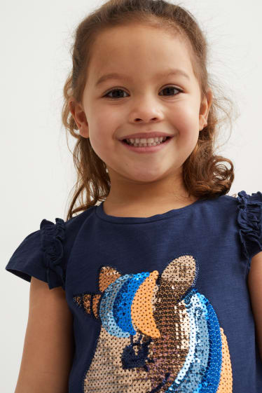 Dětské - Tričko s krátkým rukávem - s lesklou aplikací - tmavomodrá
