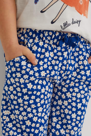 Dětské - Multipack 2 ks - kalhoty - s květinovým vzorem - modrá