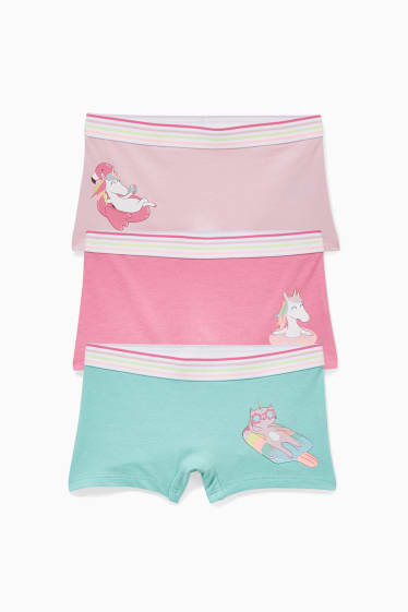 Enfants filles - Lot de 3 - Licorne - caleçons - rose