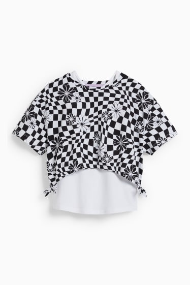 Enfants filles - Ensemble - T-shirt et top - 2 pièces - noir