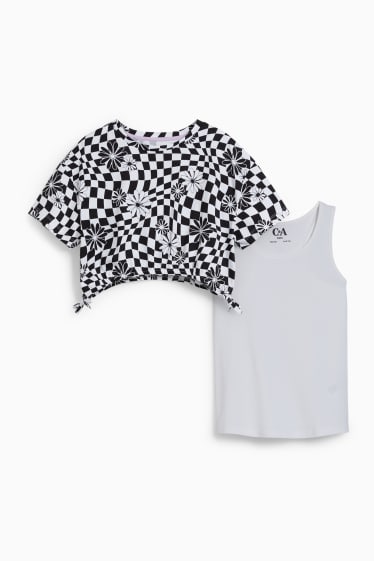 Niños - Set - camiseta de manga corta y top - 2 piezas - negro