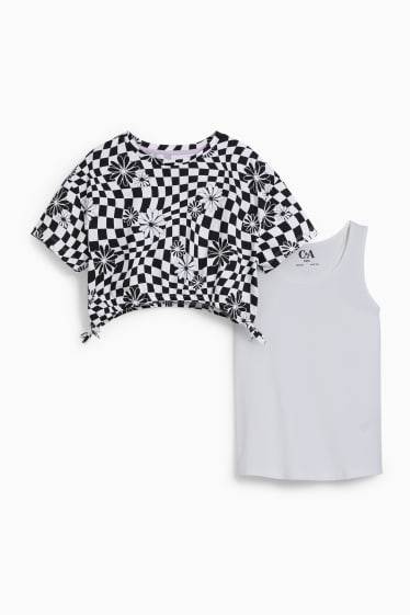 Enfants filles - Ensemble - T-shirt et top - 2 pièces - noir