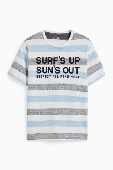 Kinder Jungen - Kurzarmshirt - gestreift - weiss