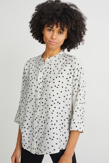 Dames - Blouse - met Tencel™ Lyocell-vezels - wit / zwart