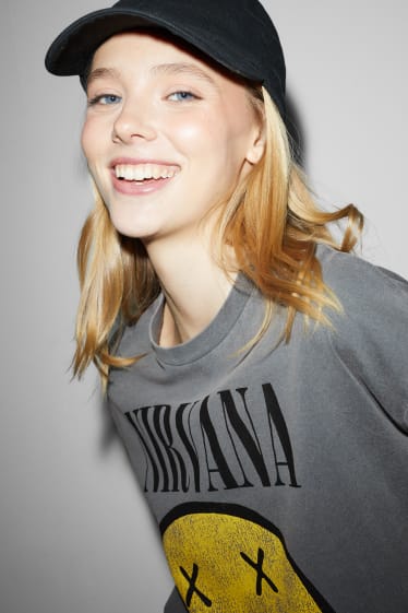 Donna - CLOCKHOUSE - t-shirt - Nirvana - grigio