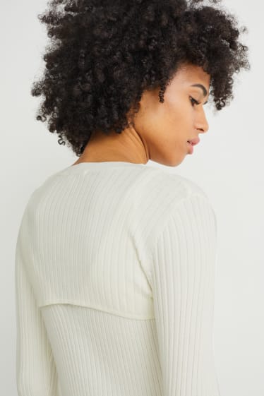 Femei - Rochie din tricot - aspect 2 în 1  - alb-crem