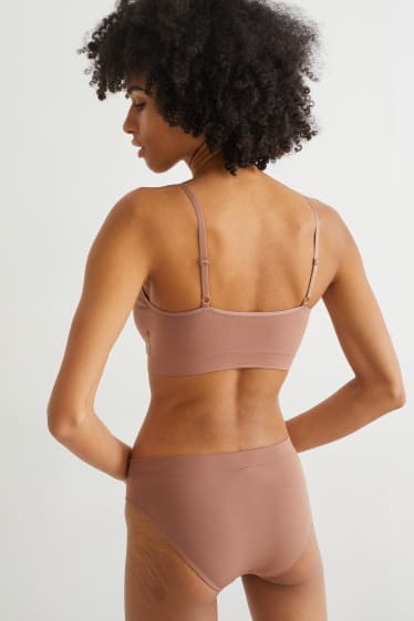 Women - Crop top - padded - seamless - brown