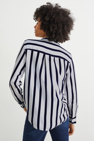 Women - Blouse - striped - black / white