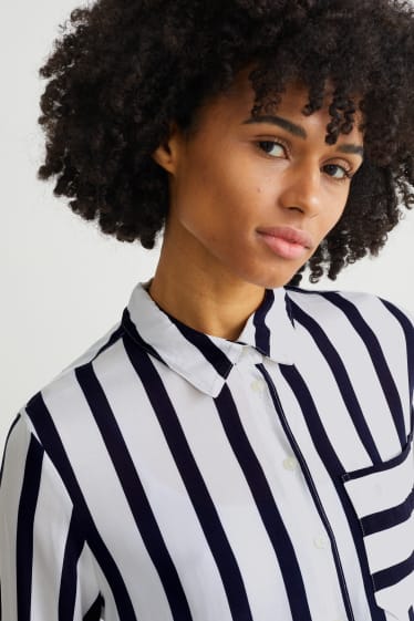 Women - Blouse - striped - black / white