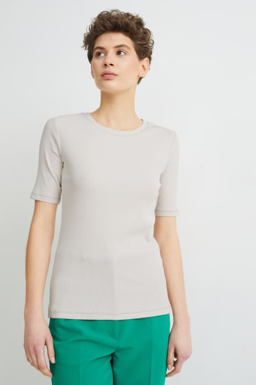 Dames - T-shirt - crèmekleurig