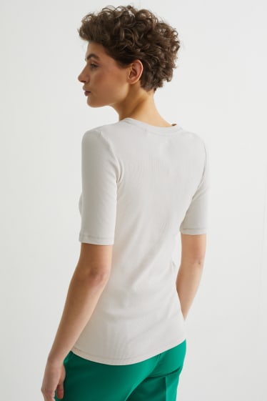 Dames - T-shirt - crèmekleurig
