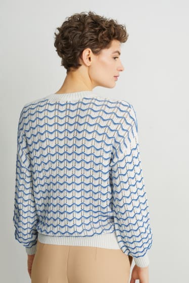 Damen - Pullover - gestreift - cremeweiß