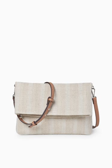 Damen - Umhängetasche - gestreift - beige
