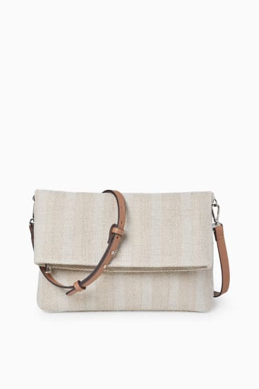 Donna - Borsa a tracolla - righe - beige