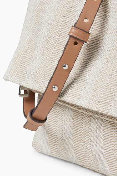 Damen - Umhängetasche - gestreift - beige