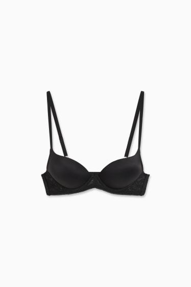 Women - Underwire bra - PLUNGE - push-up - LYCRA® - black