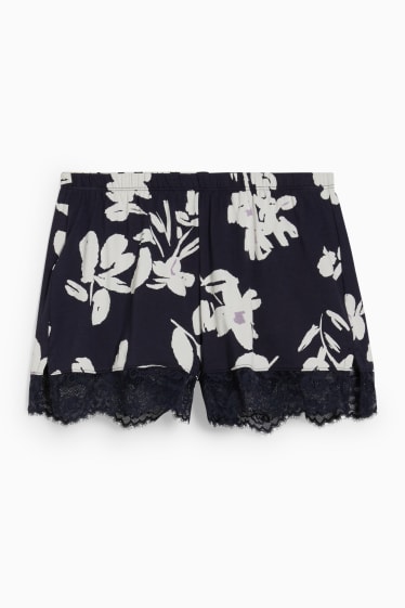 Mujer - Boxers - de flores - azul oscuro