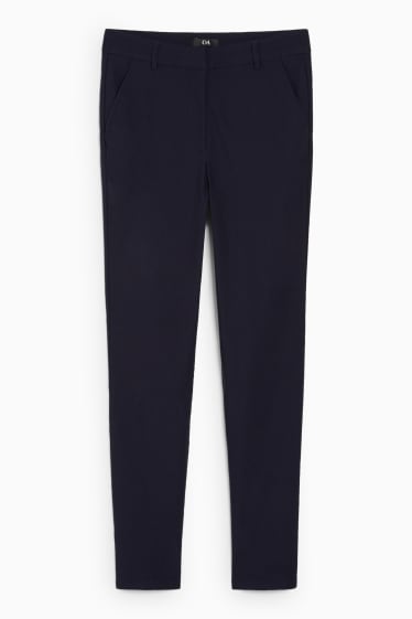 Damen - Stoffhose - Mid Waist - Slim Fit - dunkelblau