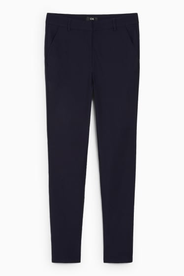 Dámské - Plátěné kalhoty - mid waist - slim fit - tmavomodrá