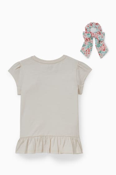 Kinderen - Set - T-shirt en scrunchie - 2-delig - crème wit