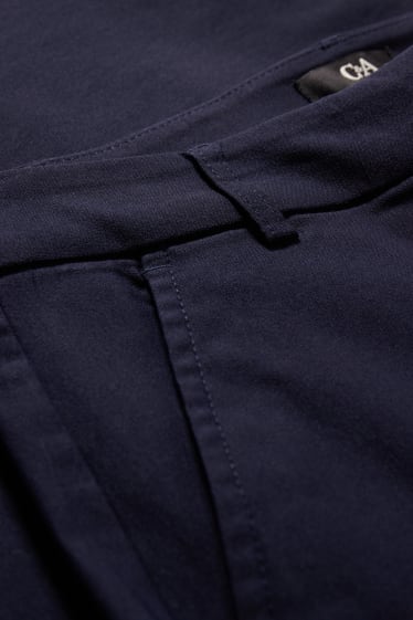 Dámské - Plátěné kalhoty - mid waist - slim fit - tmavomodrá