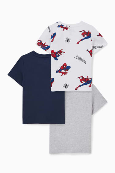 Niños - Pack de 3 - Spider-Man - camisetas de manga corta - azul oscuro