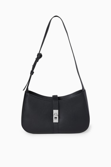 Damen - Schultertasche - Lederimitat - schwarz