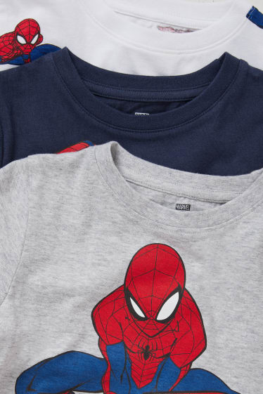 Kinder - Multipack 3er - Spider-Man - Kurzarmshirt - dunkelblau