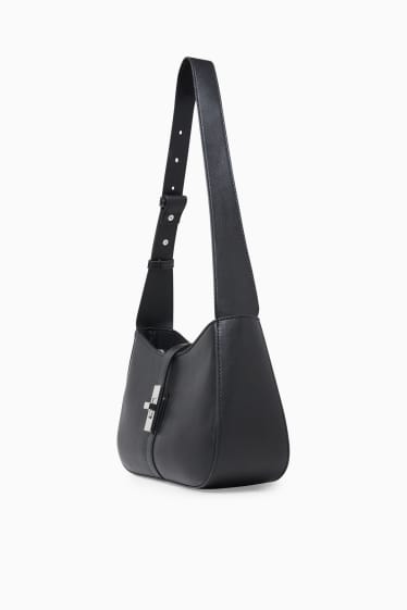 Damen - Schultertasche - Lederimitat - schwarz