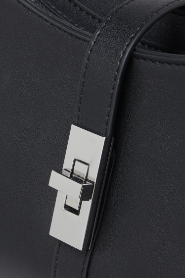 Damen - Schultertasche - Lederimitat - schwarz