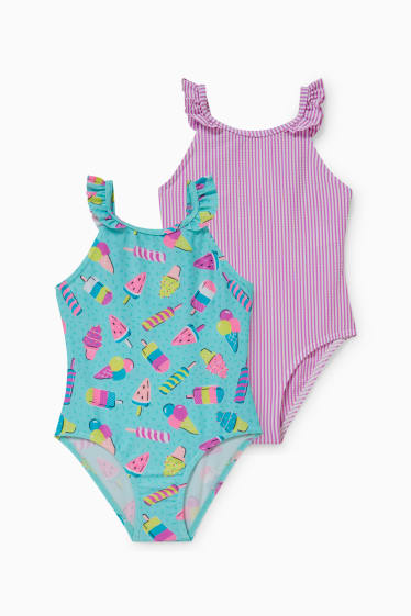 Enfants filles - Lot de 2 - maillots de bain - LYCRA® XTRA LIFE™ - vert menthe