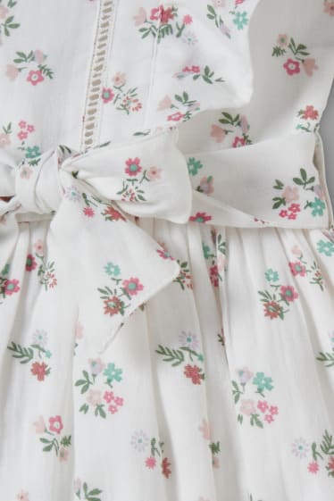 Children - Set - dress and scrunchie - 2 piece - floral - cremewhite