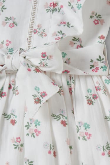 Copii - Fete - Set - rochie și elastic de păr - 2 piese - cu flori - alb-crem