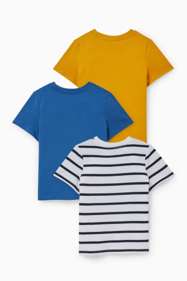 Niños - Pack de 3 - excavadoras - camisetas de manga corta - azul oscuro