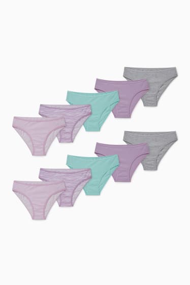 Enfants filles - Lot de 10 - culottes - violet clair