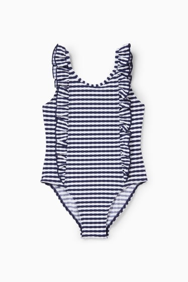 Dětské - Jednodílné dámské plavky - LYCRA® XTRA LIFE™ - pruhované - modrá/bílá