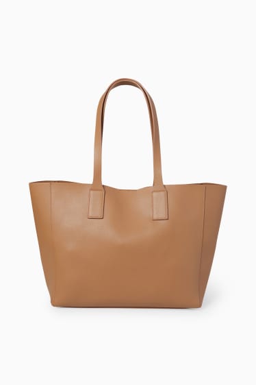 Damen - Shopper - Lederimitat - hellbraun