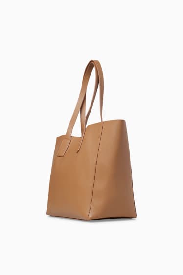 Damen - Shopper - Lederimitat - hellbraun