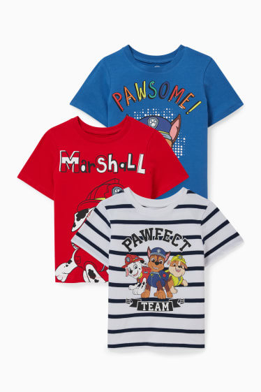 Enfants garçons - Lot de 3 - Pat’ Patrouille - T-shirts - bleu foncé