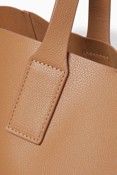 Dames - Shopper - imitatieleer - lichtbruin