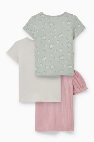 Niemowlęta - Wielopak, 3 szt. - niemowlęca koszulka z krótkim rękawem - różowy