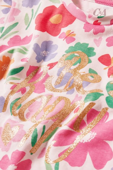 Enfants filles - T-shirt - à fleurs - blanc crème