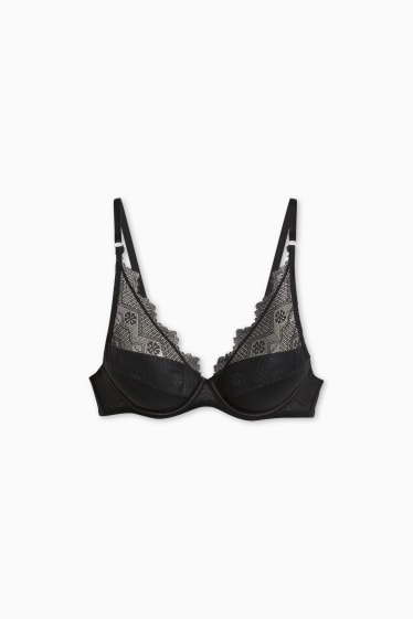 Femmes - Soutien-gorge avec armatures - DEMI - ampliforme - noir