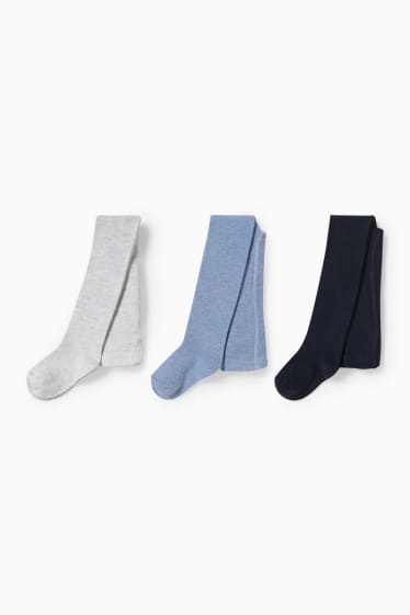 Bébés - Lot de 3 paires - collants pour bébé - bleu foncé