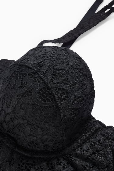 Damen - Bustier mit Bügel - wattiert - schwarz