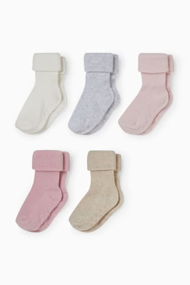Neonati - Confezione da 5 - calze antiscivolo per neonati - bianco