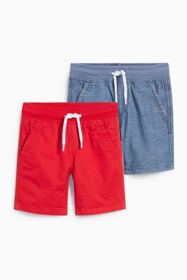 Kinderen: jongens - Set van 2 - shorts - rood
