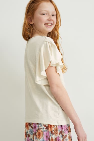 Enfants - T-shirt - effet brillant - blanc crème