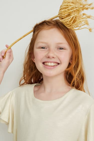 Enfants - T-shirt - effet brillant - blanc crème